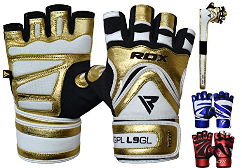RDX Guanti Palestra Pelle Fitness Lunghi Polso