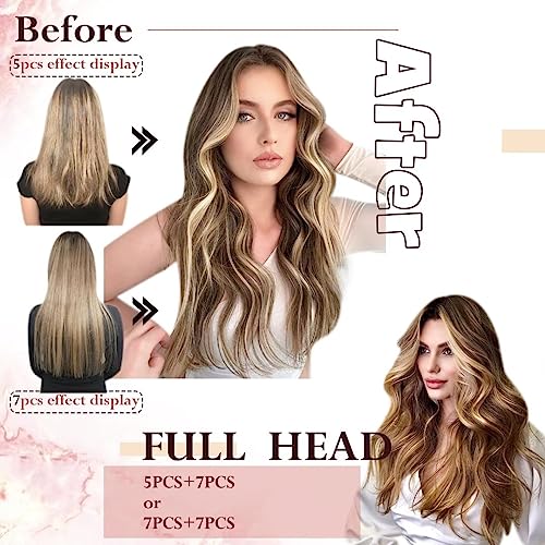 Easyouth 22Inch Clip in Human Hair Extensions Blond Real Human Hair Extensions Clip in Ash Blonde Highlights Bleach Blonde Clips ins Extension Straight Remy Hair for Fullness 5Pcs 70G #18P613 - Image 2