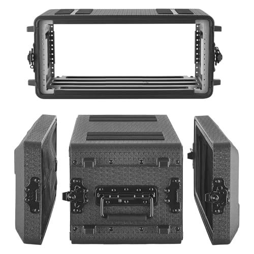 VEVOR 4U Rack Case, 12 in Depth, Rackmount Flight Case Shallow Rack with Microphone Compartment...