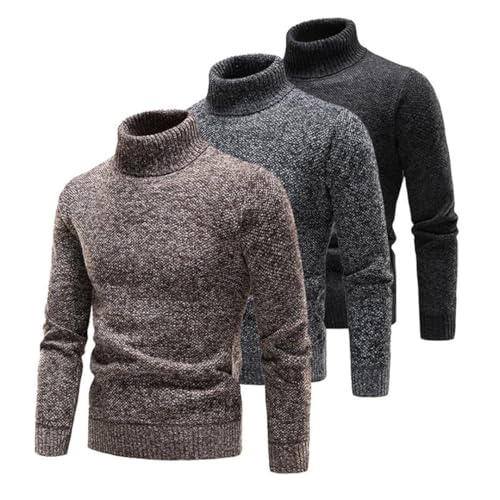 Men Casual Solid Winter Fashion Knitted Turtleneck Sweaters Pullover2