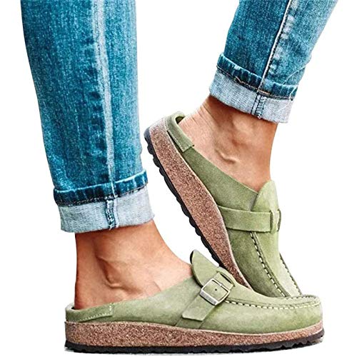 BTKD Sandalias de Planas para Mujer Mules de Corcho Moda Verano Punta Cerradas Pantuflas Zapatillas...