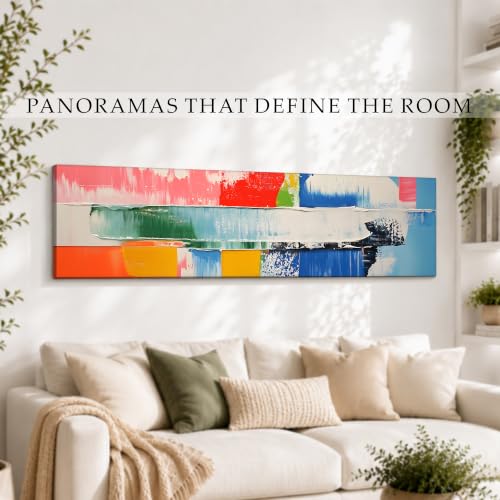 Image of Large Stretched Canvas Painting, Panel Wall Painting Creative Abstract Colors Canvas Luxury Paintings for Home Decoration, Living room, Bedroom and Office Decor (Pink, 12x46 Inch)