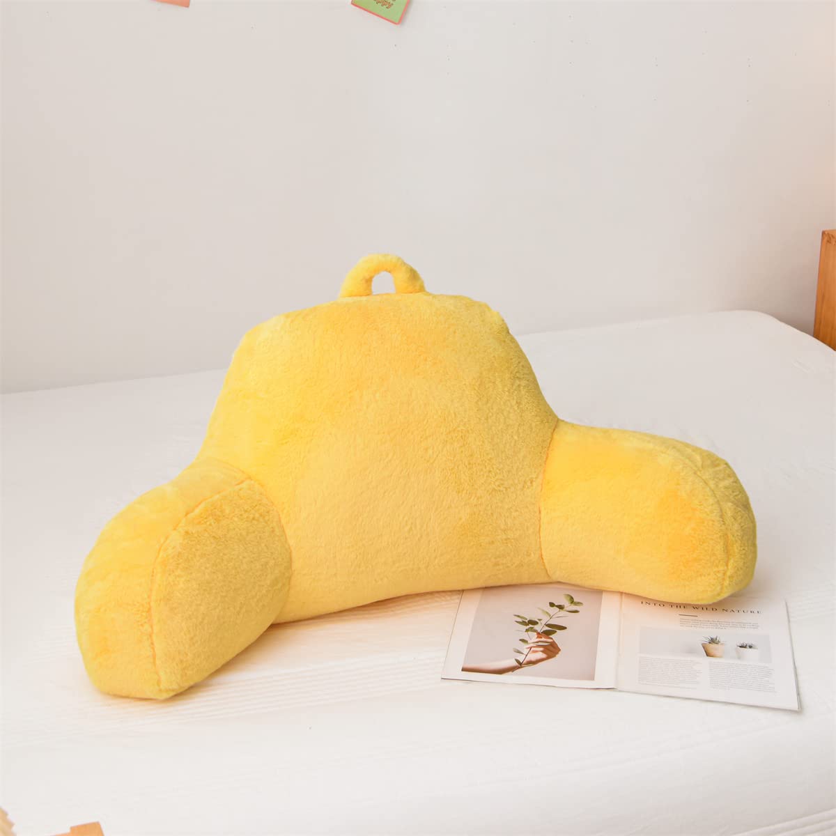 Holawakaka Reading Pillow for Sitting up in Bed Sofa Kids Teens, Backrest Pillow with Arms for Boys Girls Women Petites Pregnancy, Back Support