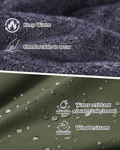 Tansozer Winterjacke Herren Warm Wasserabweisende Regenjacke Gefüttert Wanderjacke Atmungsaktiv Winddicht Ski Jacke Winter, Armeegrün, L
