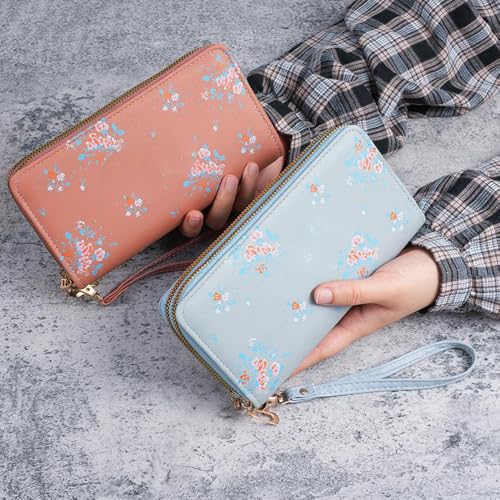 Wallet for Women Long Floral Wallet Double Zipper Coin Purse With Multiple Card Slots and Mobile Phone Compartment3