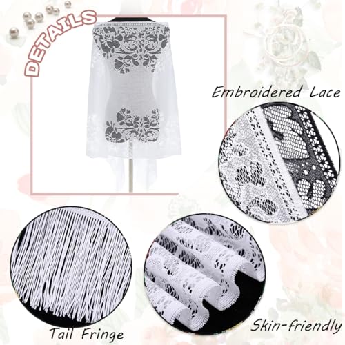Urieo Lace Shawl for Women, White Shawls and Wraps for Evening Dresses4