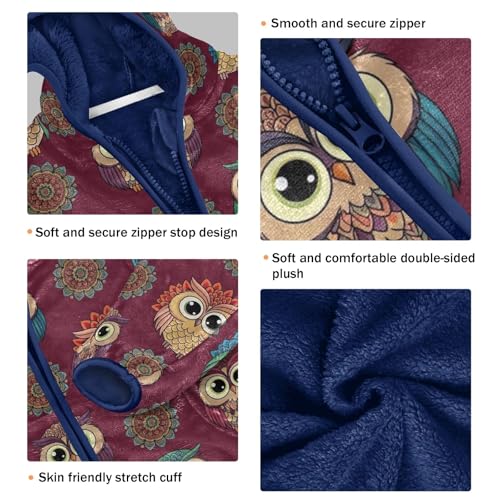 CHIFIGNO Boho Owls Toddler Snow Jacket Soft Winter Jacket for Boy 3T3