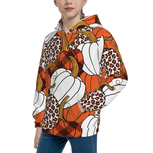 Various Pumpkins Leopard Orange White Kid Hoodies Boys Sweatshirts Girls Pullover with Pocket2