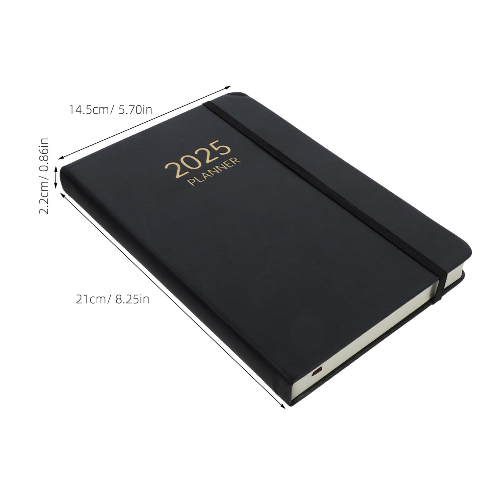 Planificador Diario A5 Banda Elástica, Cuaderno de Papel Negro