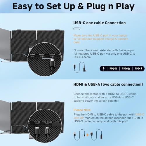 Image of KEFEYA Laptop Screen Extender, 14 inch FHD 1080P Portable Monitor for Laptops, 0.19 inch Ultra-Thin Laptop Monitor Extender for 13-17 inch with USB-C /HDMI Port, Plug n Play for Windows /Mac /Android /Switch /PS5