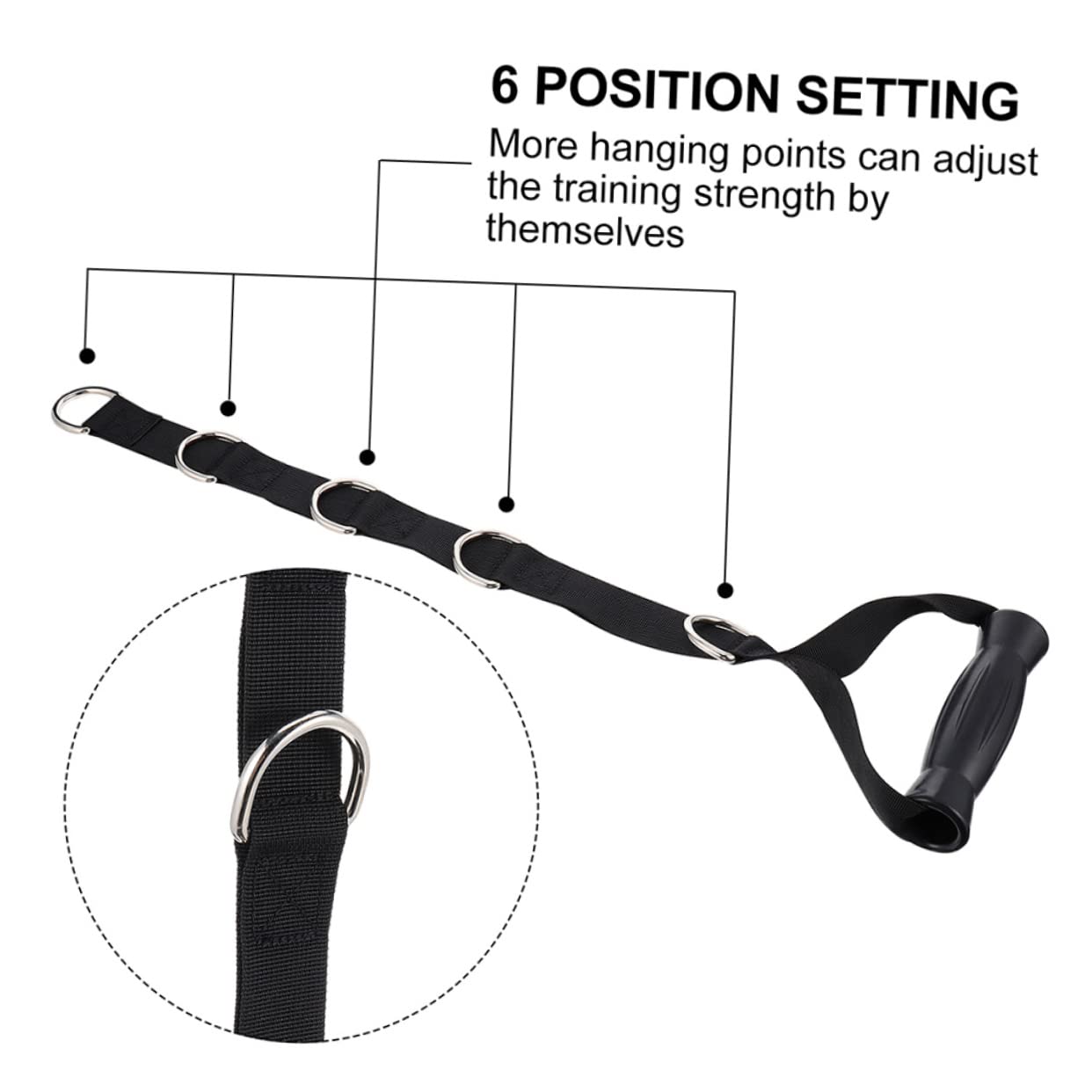 Correa de Asa 10 Anillos en D para Fitness Negra 2 Uds