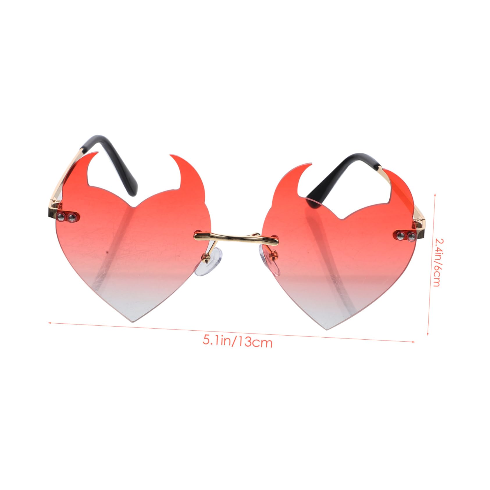 Healvian Unique Heart Shaped Frameless Sunglasses for Women Men Bold Chrome Glasses