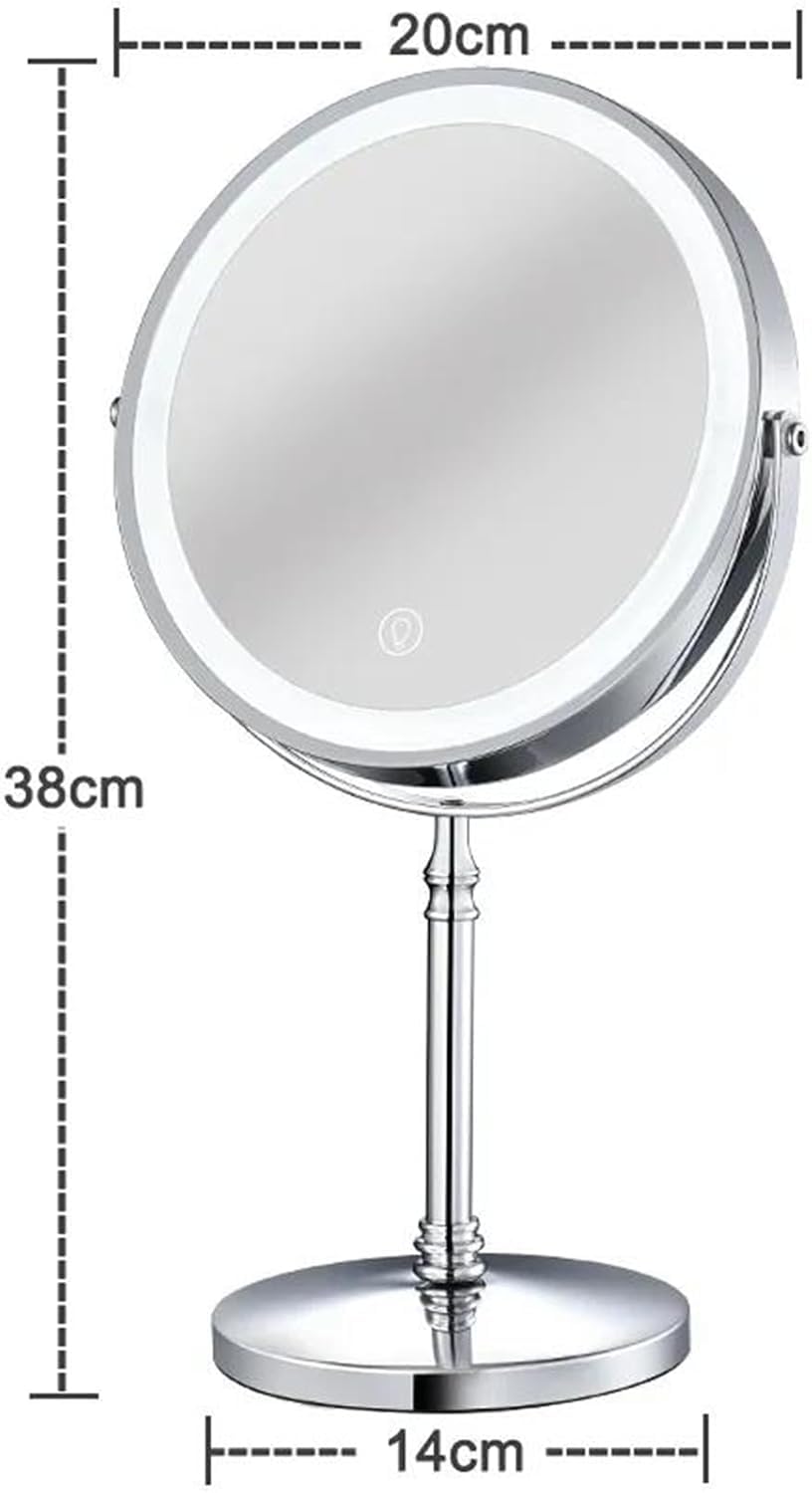 Podświetlane Lustro Stding 10x Powiększające Lustro Vity Ładowanie Usb Przyciemnianie Dwustronne Lustro Do Golenia Led Na Biurko, Rose Gold