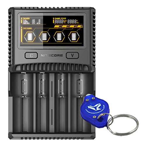 Nitecore SC4 Superb Charger Speedy Charger for 18650 17650 17670 RCR123A 16340 14500 Batteries w LumenTac Keychain Light