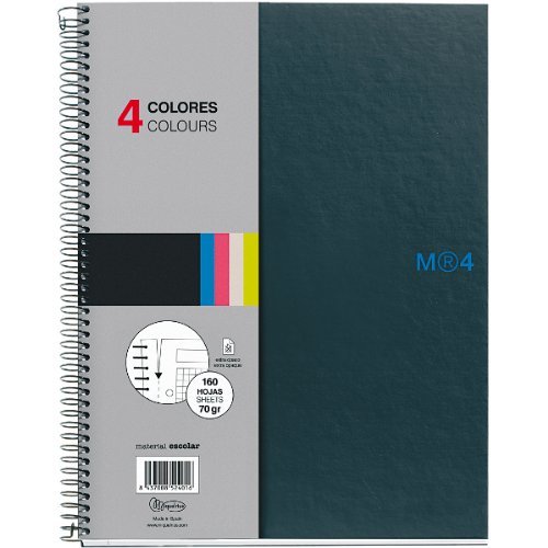 Miquelrius A4 8.3 X 11.75 Graphite Hardcover Wirebound Notebook, 4-Subject, College Ruled