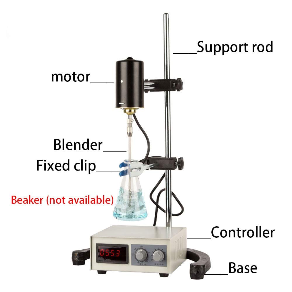 Xucus 220V Electric Overhead Stirrer Mixer,Speed measurement,Height-Adjustable Mixer 0-3000 RPM for Lab Mechanical Mixer - (Color: 100W)