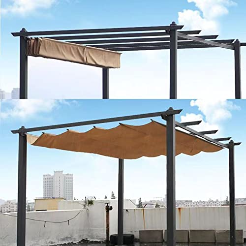 Voile d'ombrage rétractable jardin terrasse imperméable polyéthylène beige 1,6x5m - 3