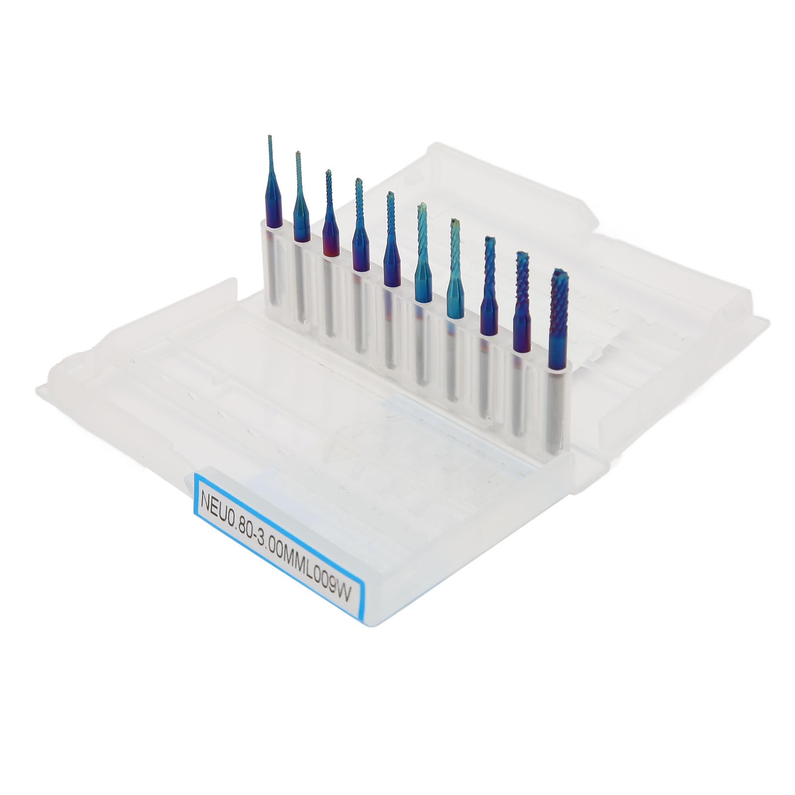 Nano Blue Coat End Mill CNC Router Bits, 10 pièces fraise en spirale acier tungstène tige 1/8" haute précision gravure fraisage 0,8-3,0 mm