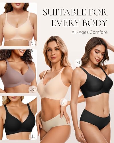 Image of Deep V Petal Bras for Women No Underwire Soft Wireless Bras Comfort Seamless Bralettes with Extender