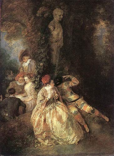 Peinture à l'huile sur toile Watteau peinte à la main pour remplacer les impressions sans âme