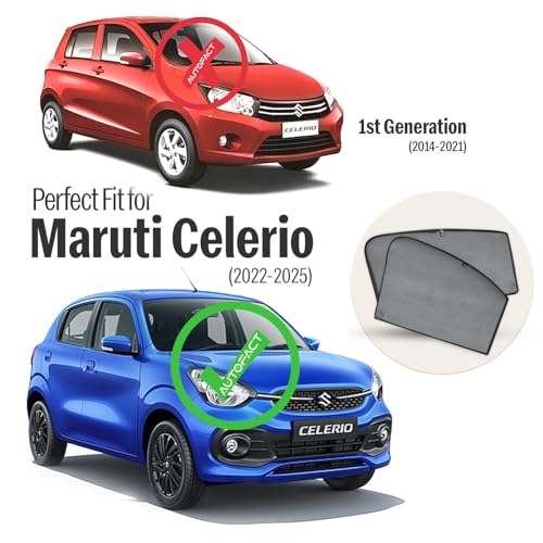 Image of Autofact Car Sunshades for Maruti Celerio (2022 to 2025), UV Protection, Useful Car Accessories, Custom fit Sun Shades for Side Windows, Set of 4