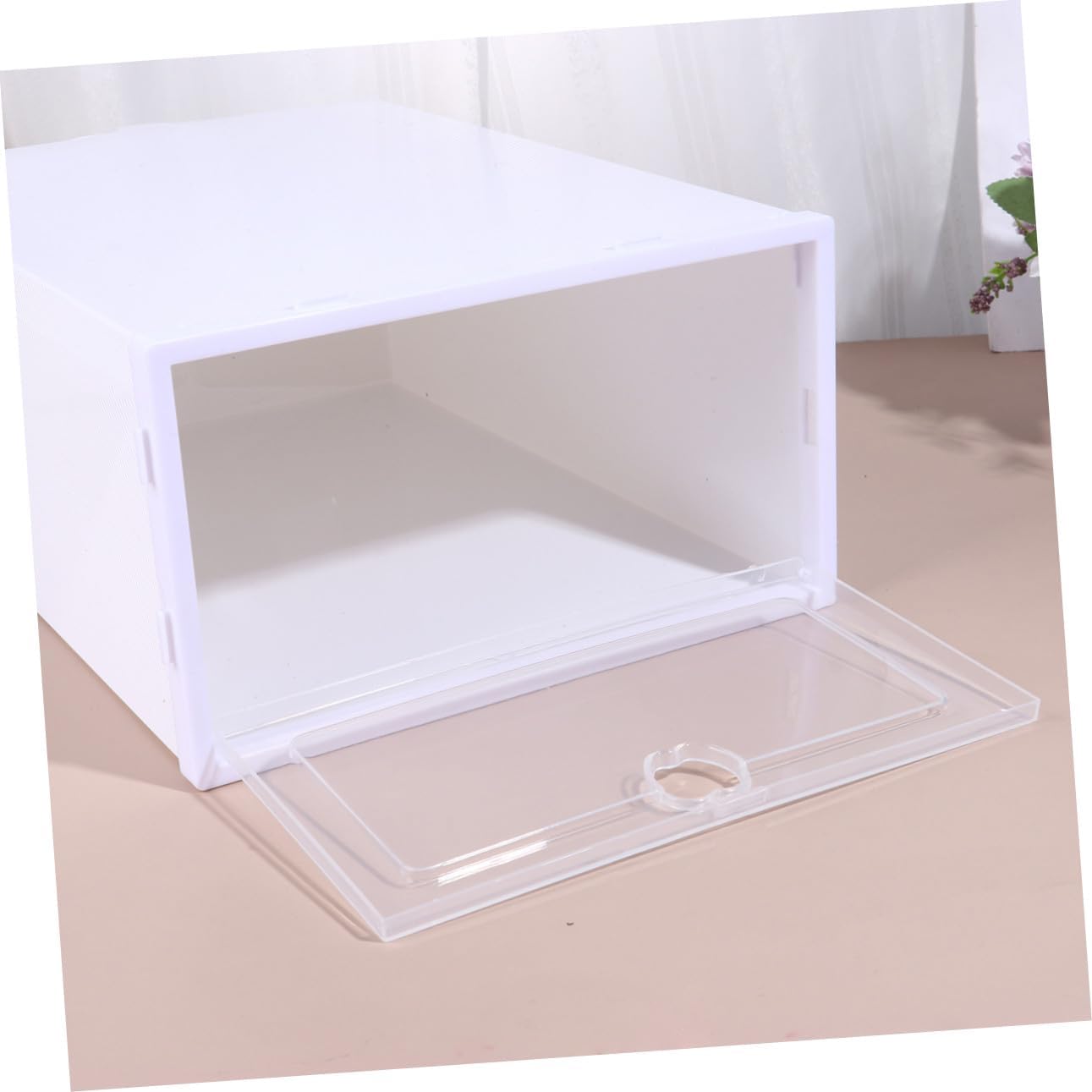 Amosfun 6pcs Thickened Transparent Shoe Boxes with Drawer Design Stackable Shoe Organizer for Closet PP Material Sneaker Storage Containers Space Saving for High Heels Boots Sneakers and