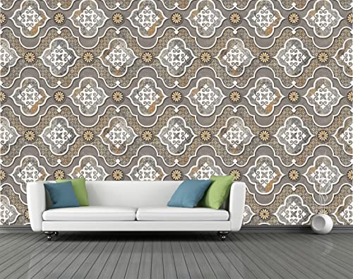 Image of CABANA HOMES Wall Stickers Botanical DIY Wallpaper for Home Decor (45 x 125 cm, 1 Roll) (6 sq. ft) Decorative Self Adhesive Decals Furniture Wardrobe Door Table Top Kitchen Tiles, Grey