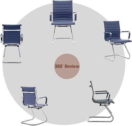 Miniatura 6 de CIMOTA Sillas de cuero para sala de espera, sillas de recepción con respaldo medio y base de trineo para reuniónpacientesala de conferencias, color