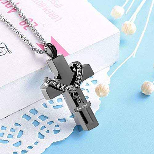 Black Cross Urn Necklaces for Ashes Cremation Crucifix Keepsake Memorial Pendant Necklace3