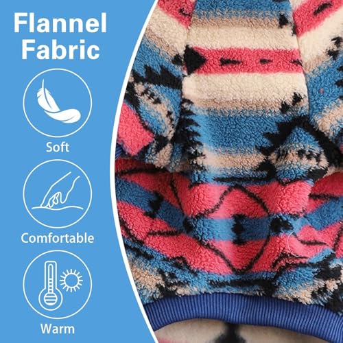 Yoolhamy Hundepullover für Kleine Hunde, Fleece Hunde Pullover, Winter Hundepulli, Ethnische Boho Winterkleidung Weich und warm Pullover Hund Thermische Welpen Dog Sweater (Pink, S)