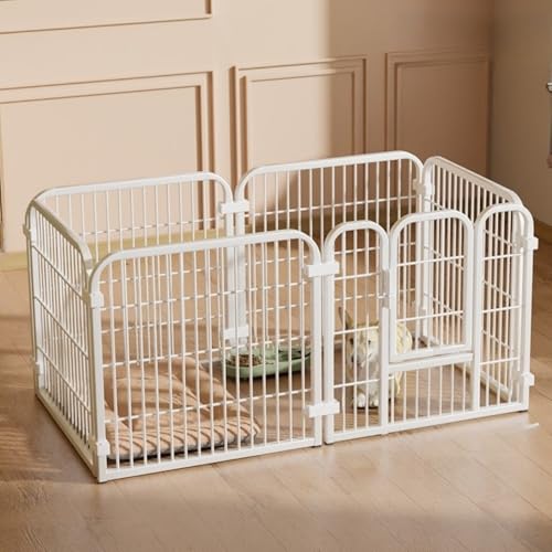Lapakeyペットサークル 犬 サークルケージ ペットフェンス ドア付き 置くだけ 柵 自立 ケージ 小型犬 セット 接続式 簡単組み立て 工具不要 折りたたみ 犬用 室内 屋外 (長さ120 幅60 高さ70cm,ホワイト)