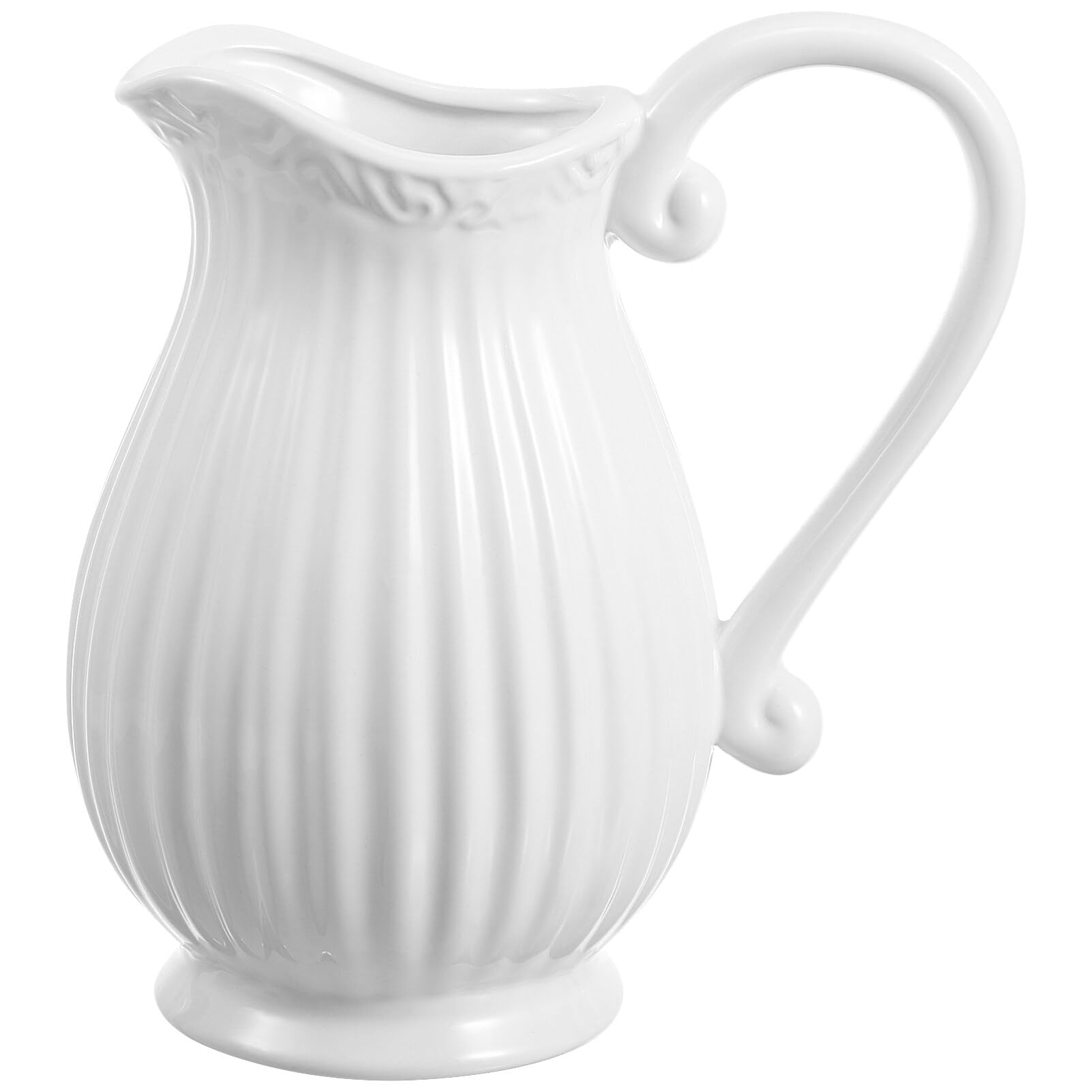 Weiße Keramik-Krugvase - Rustikales Porzellan Für Getrocknete Blumen Ideal Für Bauernhaus Dekoration Minimalistisches Design Für Zuhause 20X17Cm
