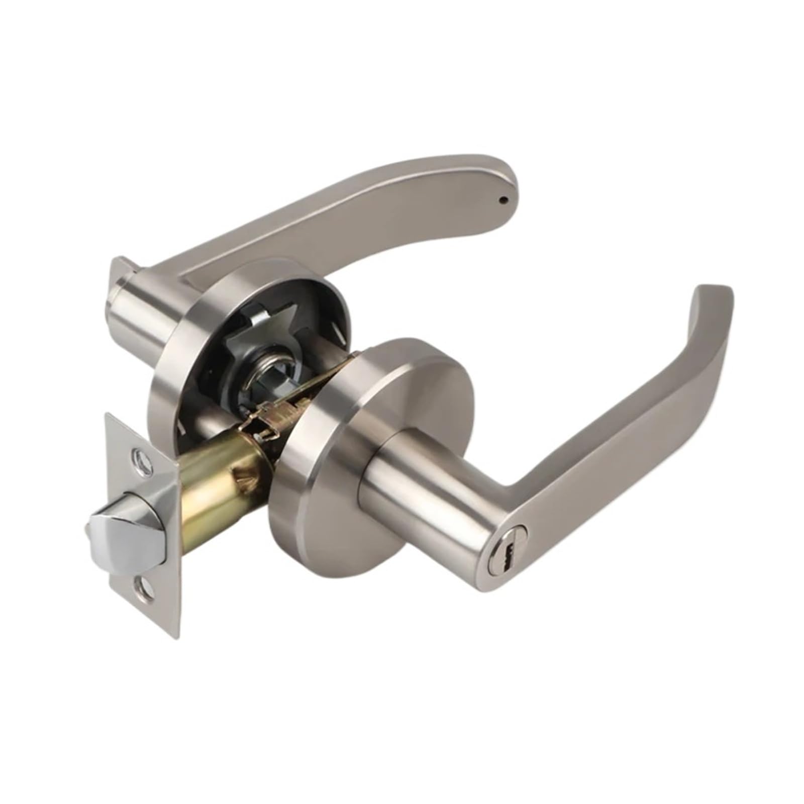 Sjloynwq Keyless 304 Stainless Steel Door Lock Three Rod Round Handle(Keyless)