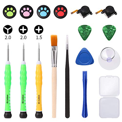 24 Stückt 2er 3D Ersatz Joystick mit Schraubendreher Thumbstick-Kappen Pinzette usw Ersatzteile fr Controller Nintendo Switch