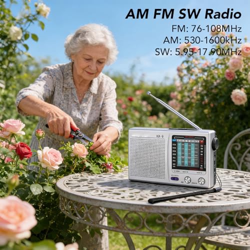 Radio portátil VBESTLIFE AM FM SW multibanda plata miniatura 2