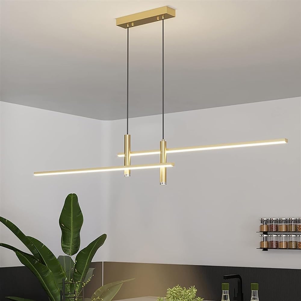 Lampe suspendue LED or pour illuminer vos dîners autour de l'îlot