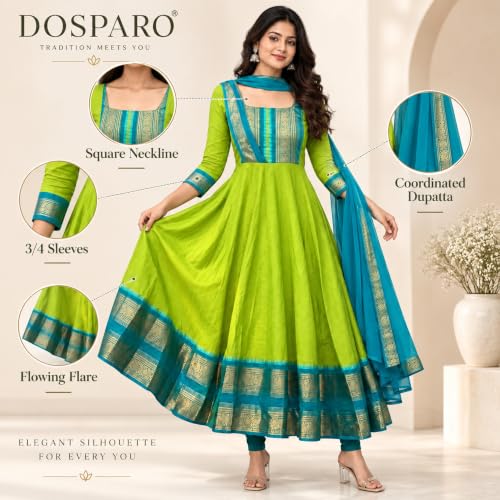 Image of Elegant Zari Jacquard Weaving Gown with Lace Border Dupatta - Traditional Indian Ethnic Wear for Weddings, Festivals, and Special Occasions