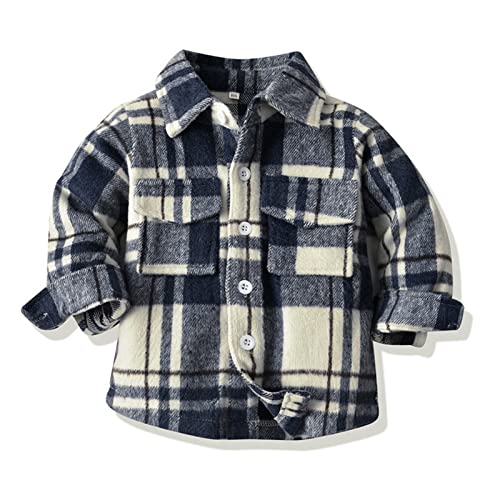 Toddler Baby Boys Lined Plaid Flannel Shirt Long Sleeve Button Down Shirts Warm Blouse Top Jacket Winter Fall Outwear2