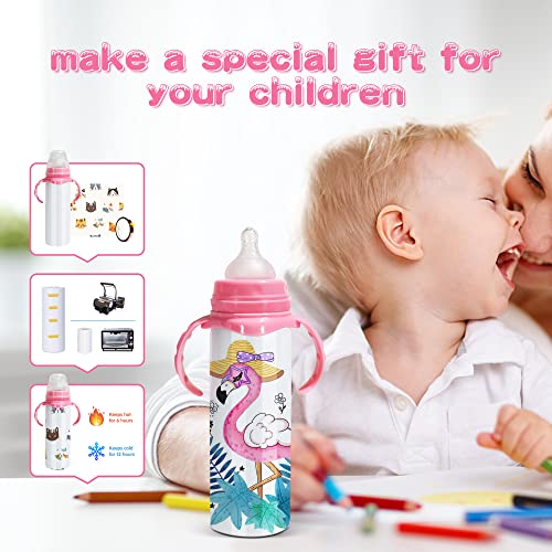 Agh 8Oz Sublimation Sippy Cups With Pink Handle, 4 Pack Sublimation Blank Kids Stainless Steel Tumblers Anti-Drop Baby Bottle Stainless Steel Insulated Toddler Water Cups #TOP2