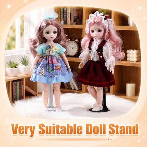 Image of Yaocom 6 Pcs Adjustable Doll Stands for 12 Inch to 18 Inch Dolls Display Stand with Expandable Waist Wire Action Figure Display (Black and White)