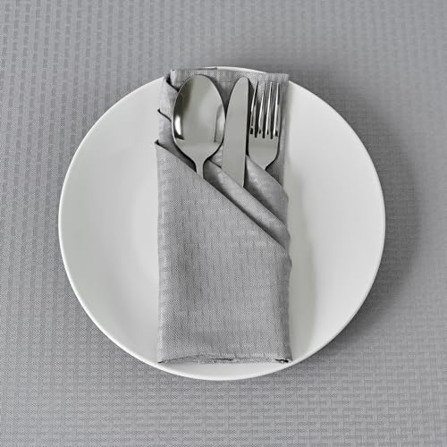 Image of maxmill Cloth Napkins Weaved Texture Pattern Soft Comfortable and Luxury Serviette for Restaurant Family Dinners Weddings Parties and Banquets Set of 4 Pieces, 20 x 20 Inch Light Grey