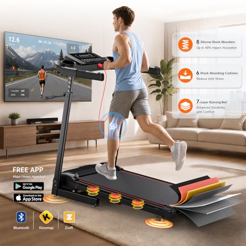 Image of Treadmills for Home with 20% Auto Incline - Wide Belt, 8.7MPH Max Speed, 450LBS Capacity, 3.5HP Adjustable Height Handle Bars