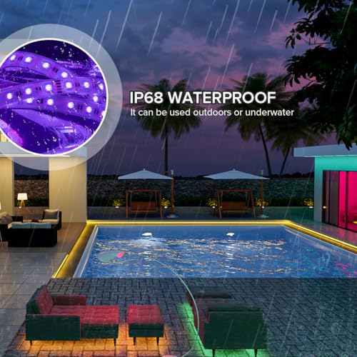 Image of BTF-LIGHTING RGBW LED Strip IP68 Waterproof Warm White DC24V 16.4FT 300LED | White LED Tape PCB 14mm 5050 4 Colors in 1 RGB + 6000K-7000K Tape Lights Can Work Outdoor(No Adapter or Controller)