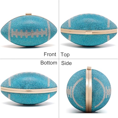 Image of Women Rhinestone Football Shaped Handbag Chain Crossbody Shoulder Bag Football Purse | Rugby, Unique, Novelty, Football