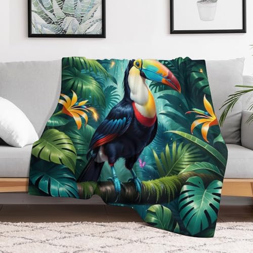 Couverture oiseau long bill douce pour lit et canapé 130x180cm