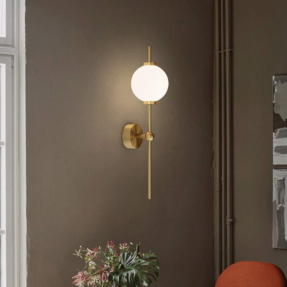 VGTLAKEX Wall Light Geometric Brass Sconce Modern Wall Lamp with Glass Globe Lampshade Copper Mounted Indoor Wash Lights G9 Lighting