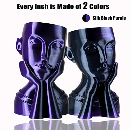 Image of PLA Filament 1.75mm,3D Printer Filament High Speed Printing, Silk PLA Dual Color Black Purple 3D Printer Filament, 1.75 PLA Filament + /-0.02mm, 1kg /2.2lb