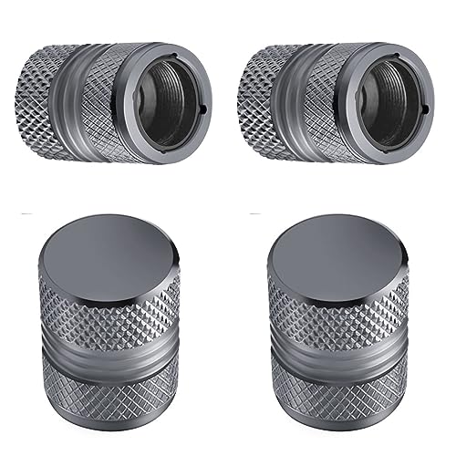 Tire Valve Stem Caps 4-Pack Alloy for Car/SUV/Bike Grey