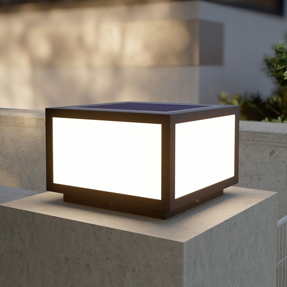 Capuchon de poteau solaire LED étanche haute luminosité pour éclairage de clôture extérieure