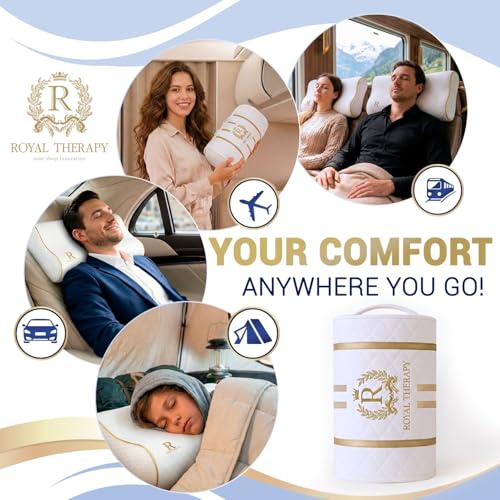 Image of Royal Therapy Travel Memory Foam Pillow 2-Pack, Neck Pillow Bamboo Adjustable Side Sleeper Pillow